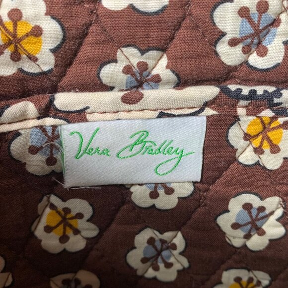 Vera Bradley Slate Blooms Brown/Blue Floral Cotton Quilted Zip Tote Shoulder Bag - Picture 2 of 10